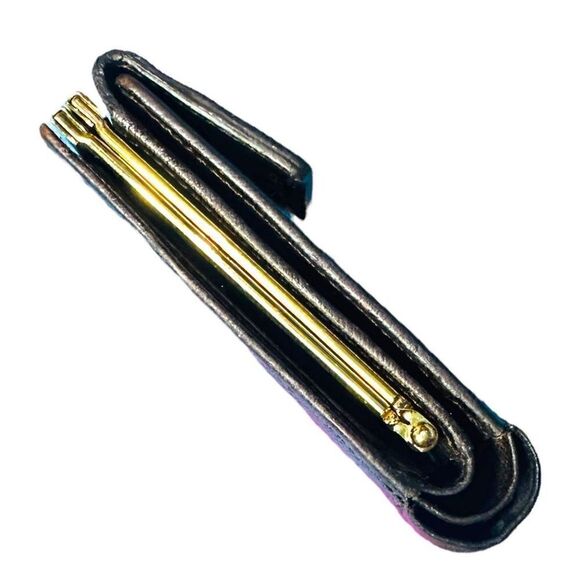 YSL YVES SAINT LAURENT Dark Brown Goldtone Saffiano Leather Kisslock Wallet Bag - Picture 7 of 13